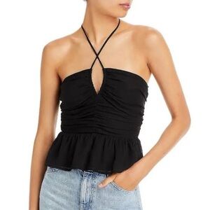 Aqua‎ Black Halter Top Size Small